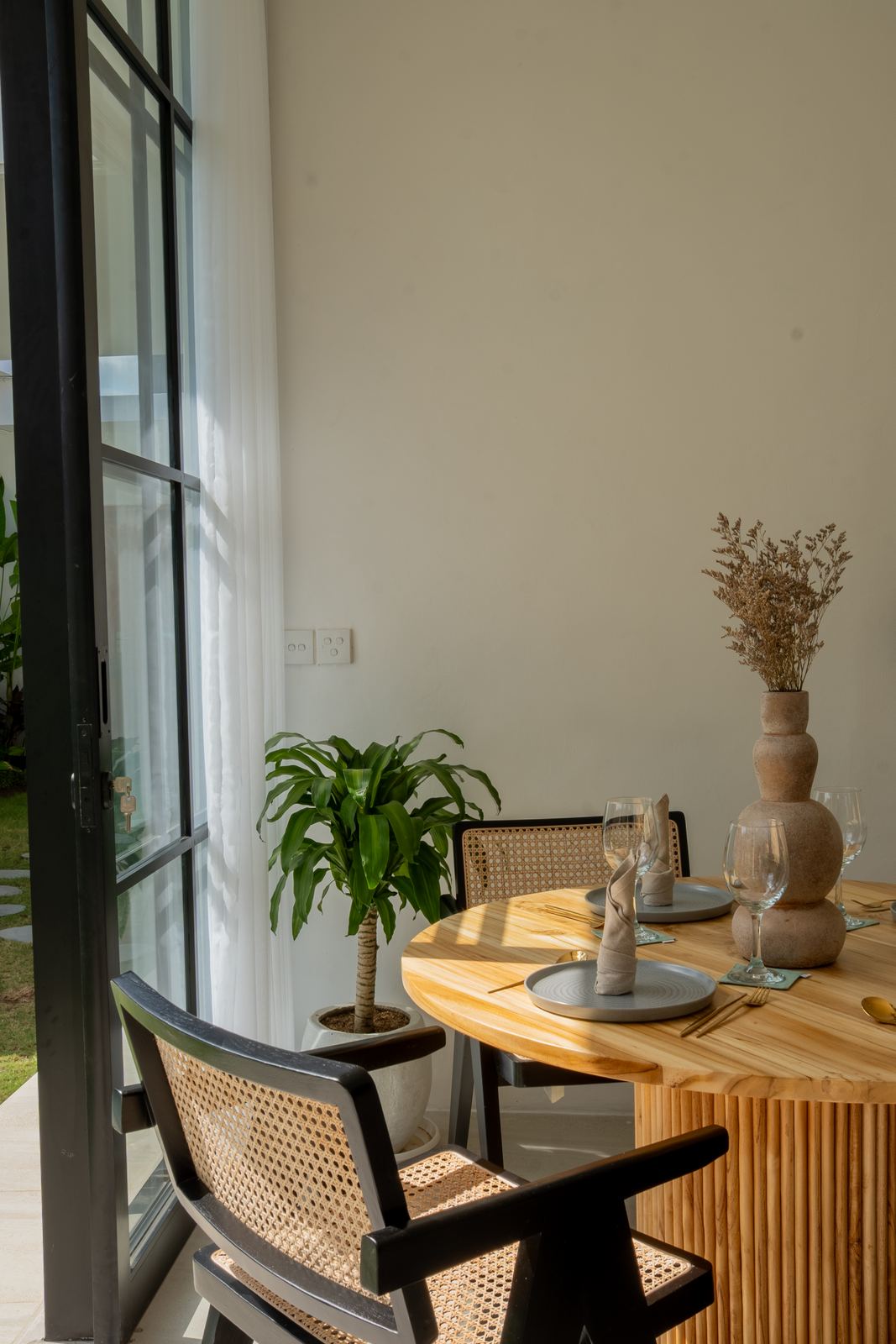 Dining table at Villa Diosa on Jalan Padang Linjong, Canggu
