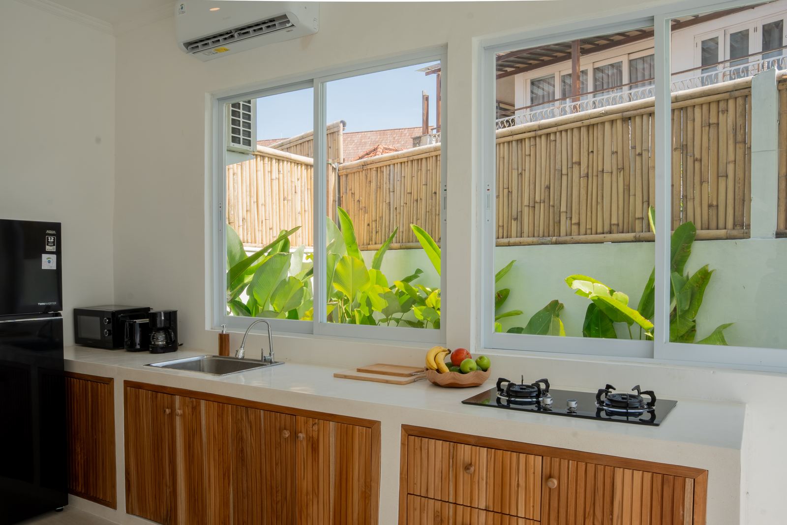 Kitchen with garden windows
