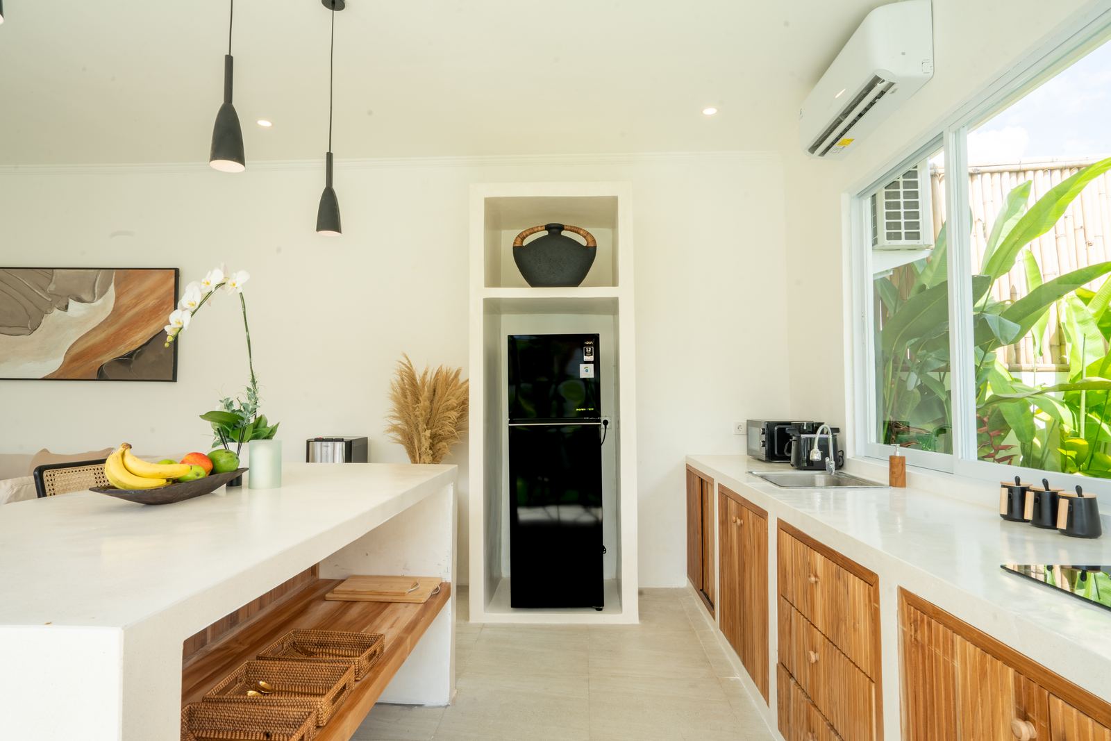 Kitchen with garden windows