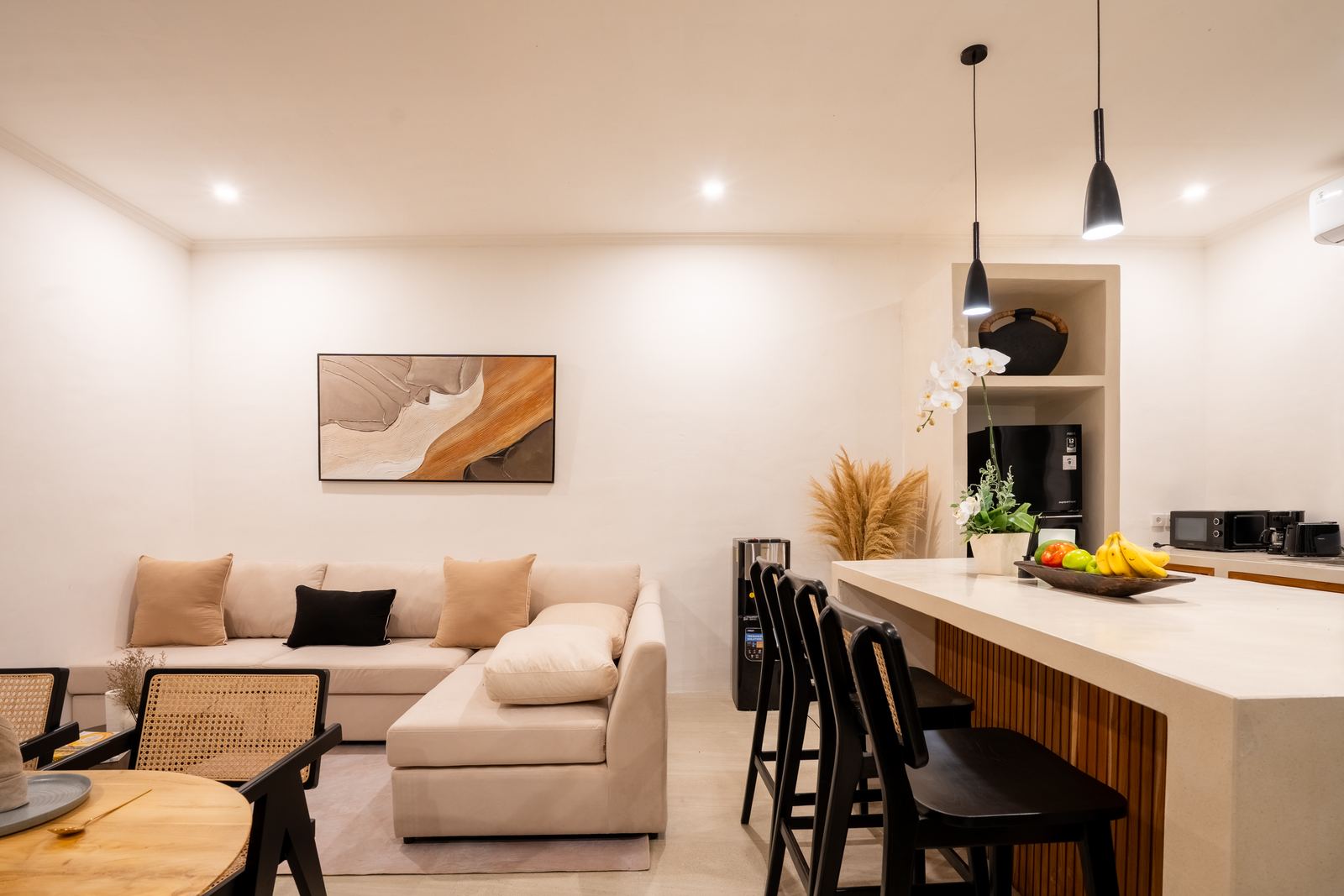 Living area in the evening