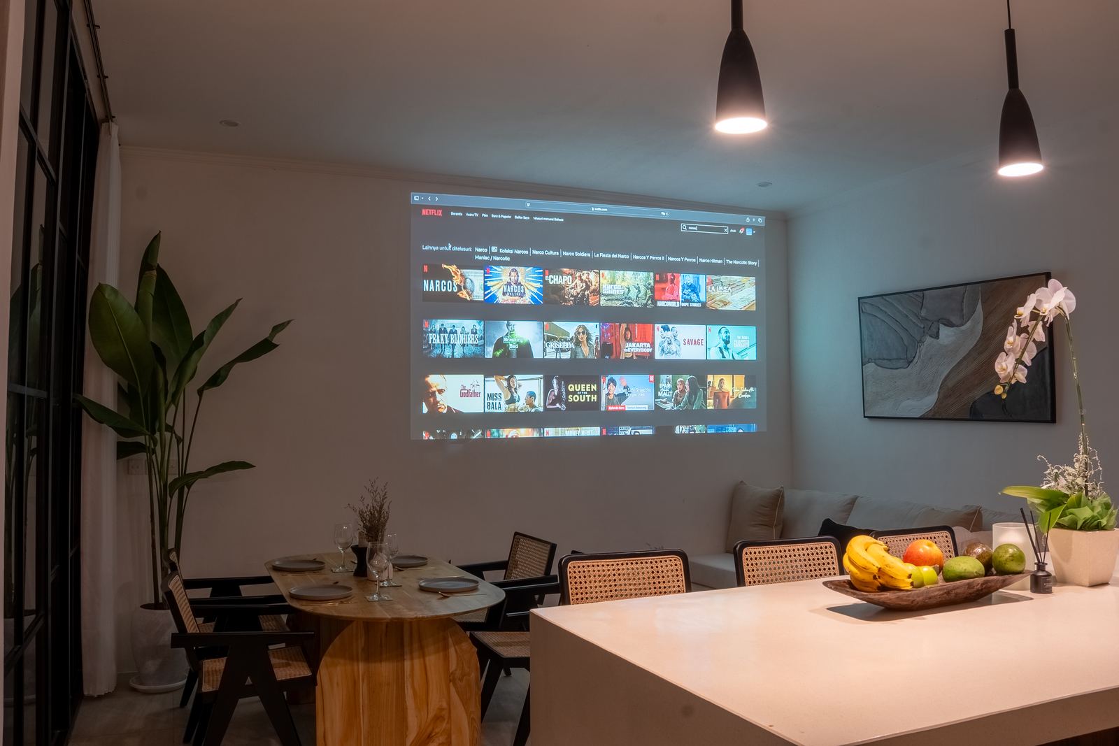Cinema projector in the living room