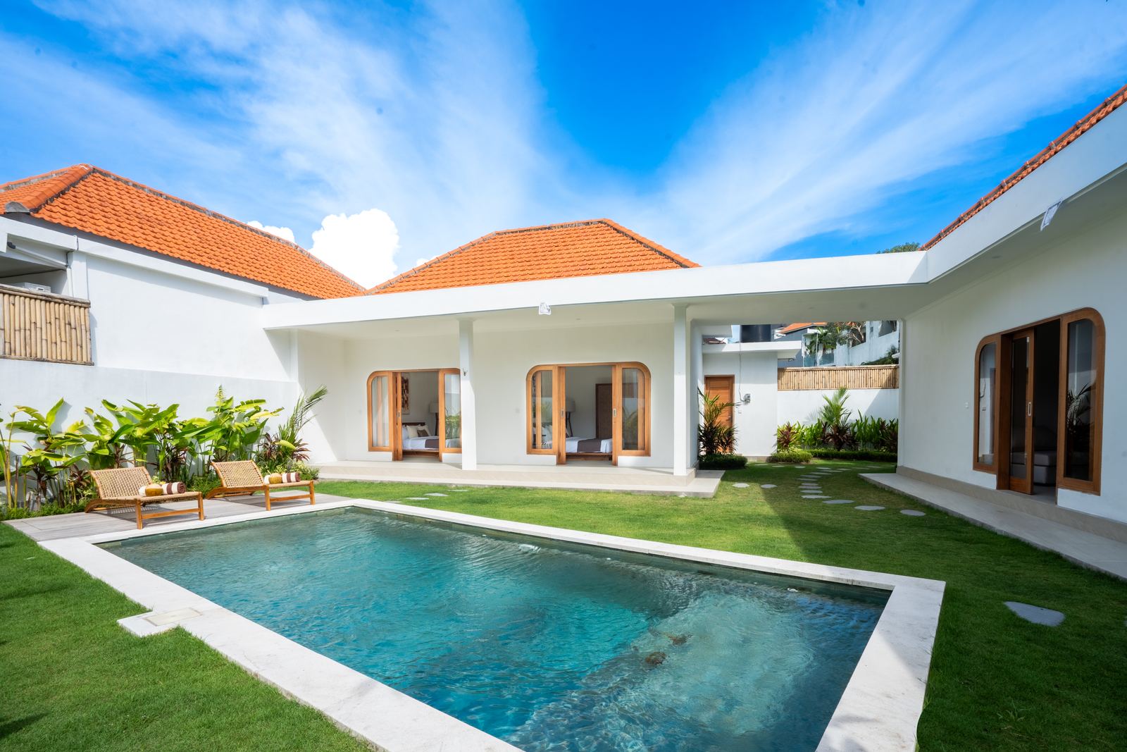 Private pool and garden at Villa Guerrero, Canggu