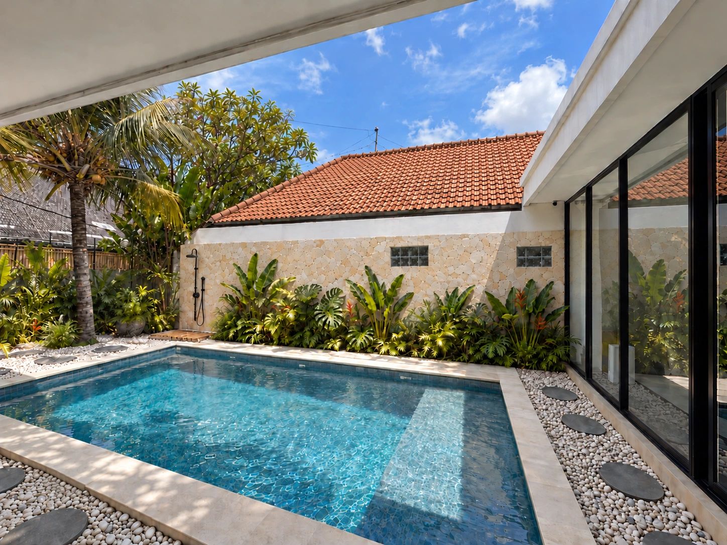 Swimming pool and tropical garden